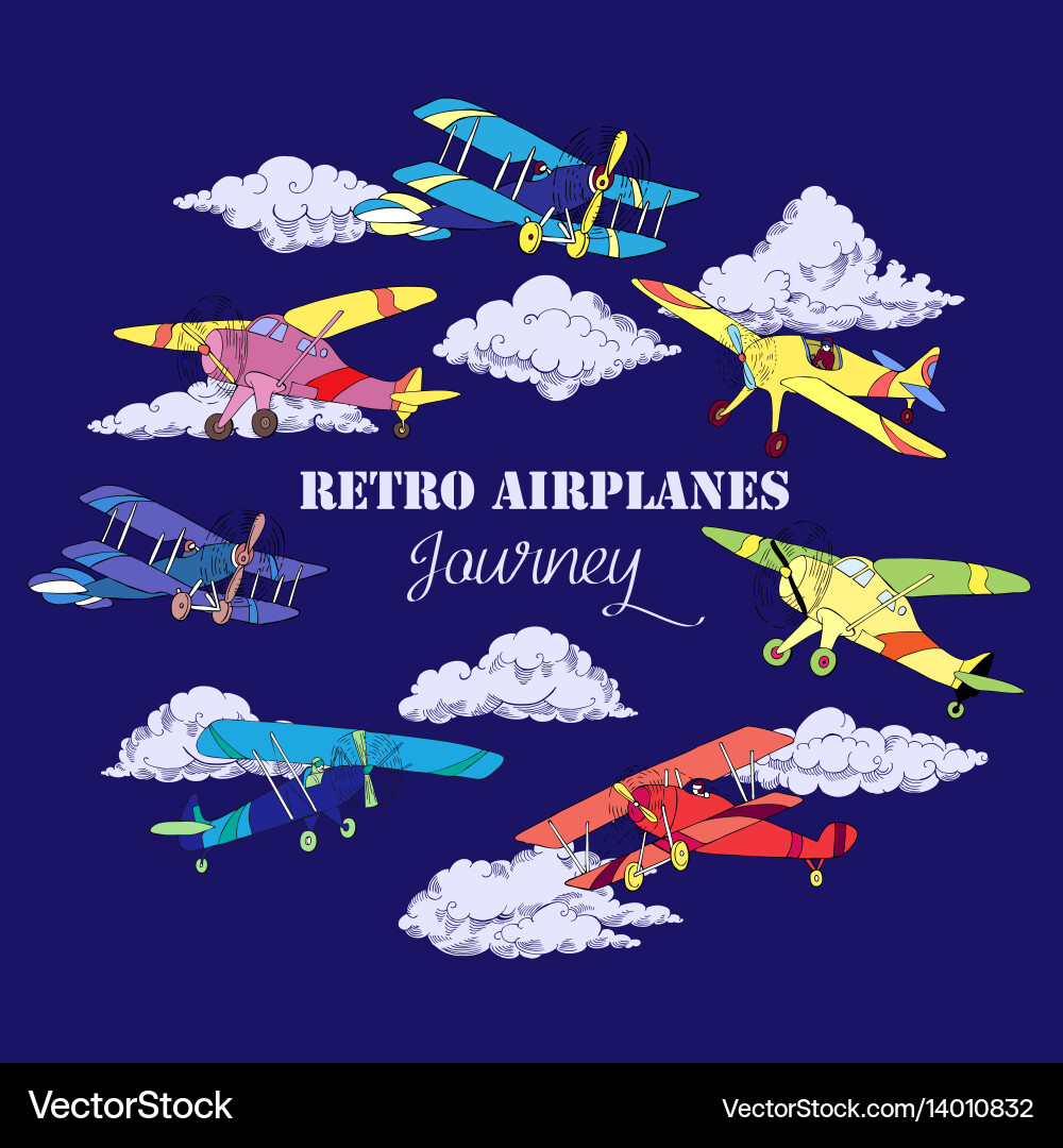 Background with colored airplanes Royalty Free Vector Image