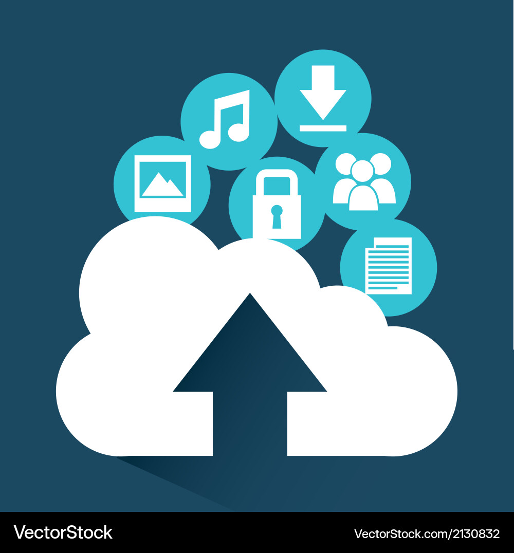 Cloud computing over blue background Royalty Free Vector