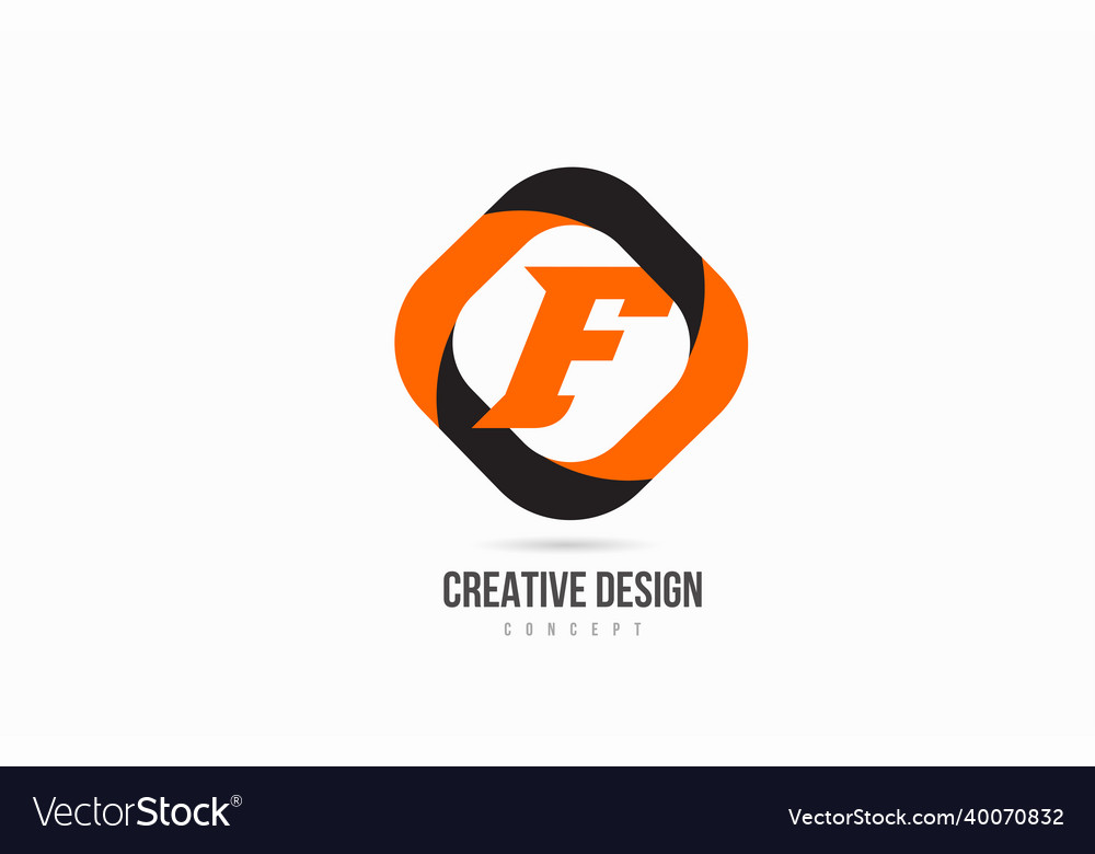 F alphabet letter logo icon in orange colour Vector Image