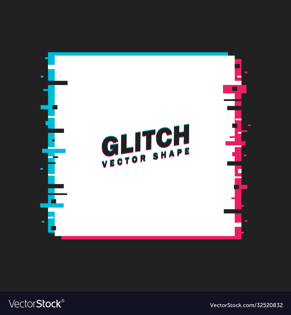 Glitched square frame distorted glitch style Vector Image