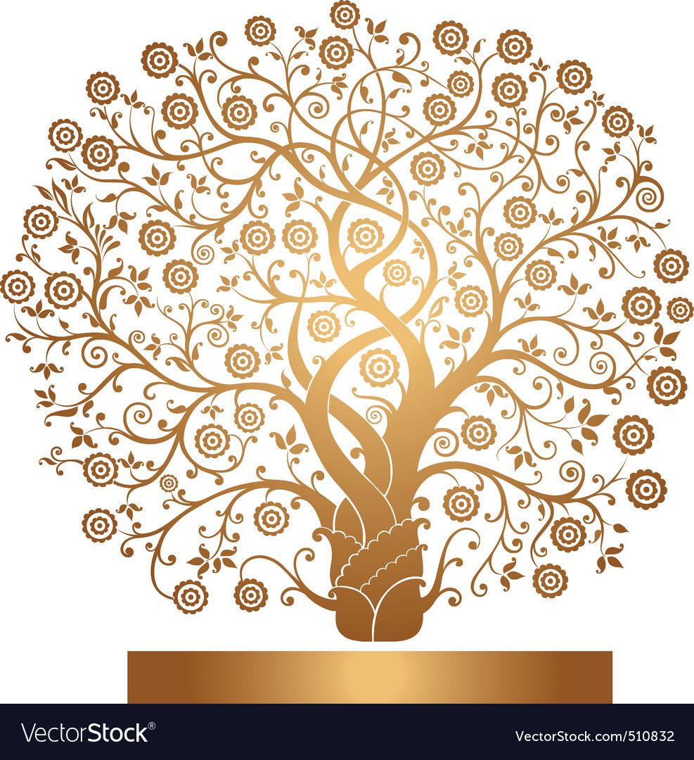 Gold tree Royalty Free Vector Image - VectorStock