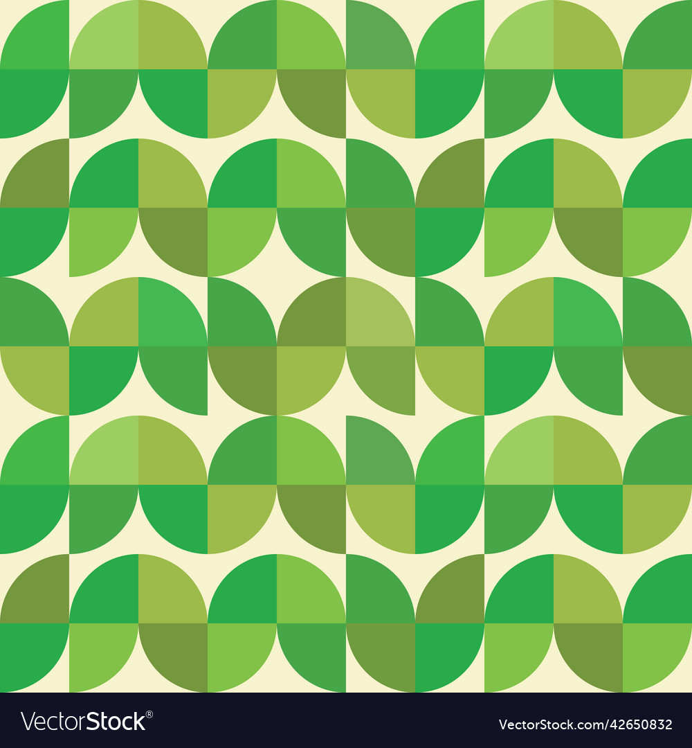 Green mid century modern geometric shapes pattern Vector Image