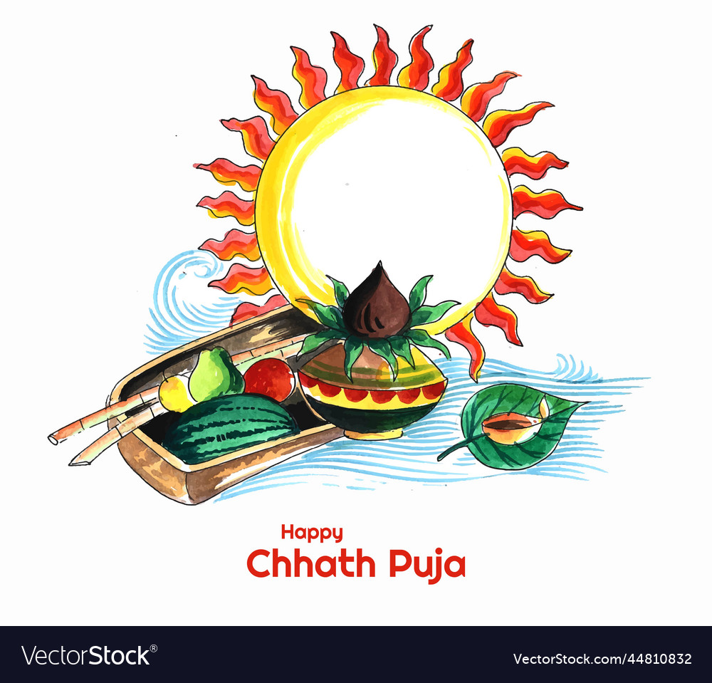 Happy chhath puja holiday background for sun Vector Image