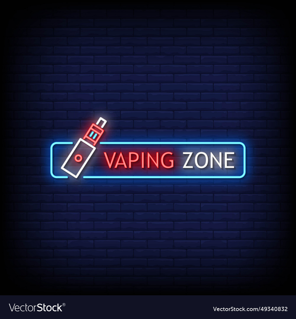 Neon Sign Vaping Zone With Brick Wall Background V