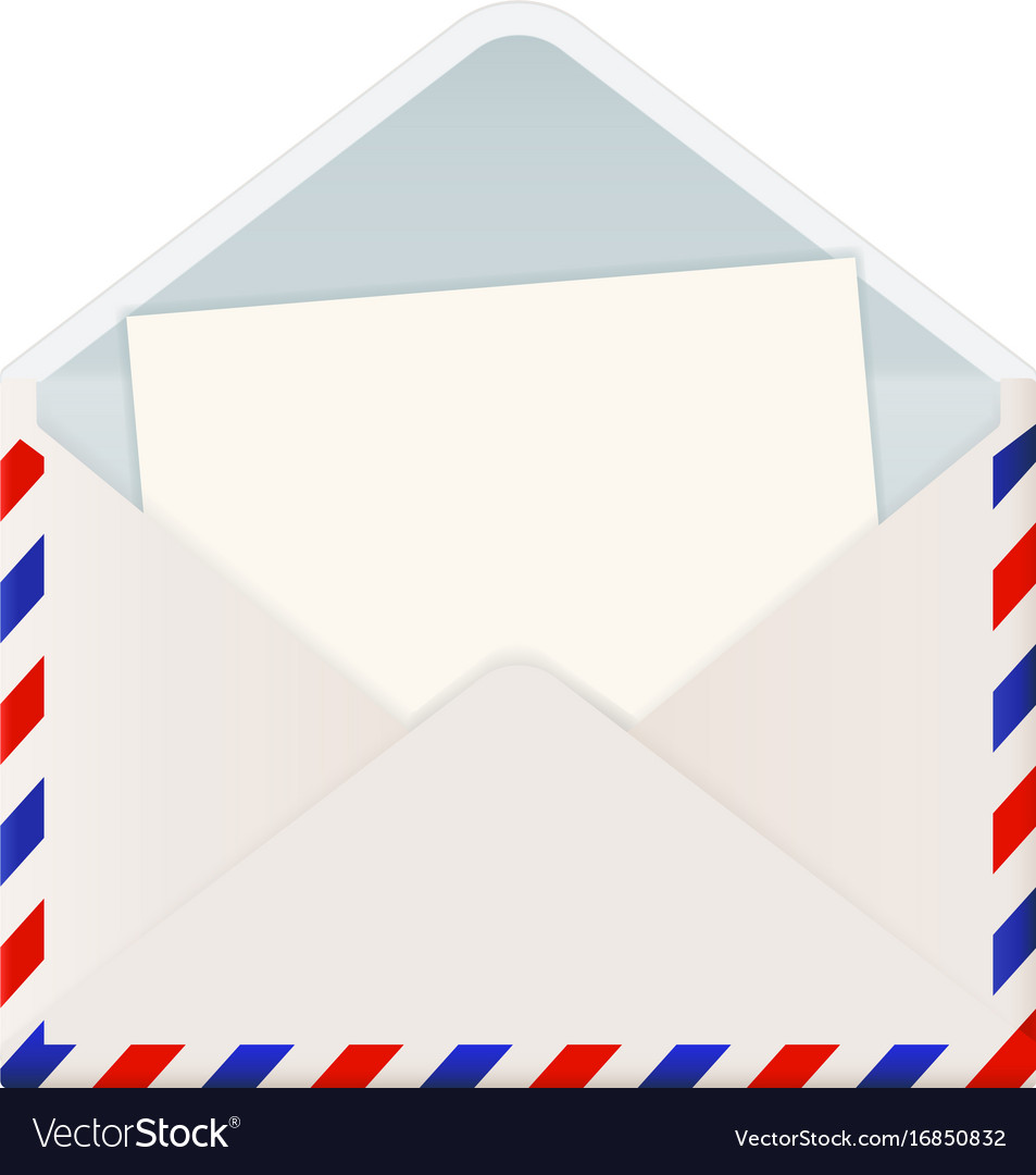 Open international mail envelope with letter Vector Image