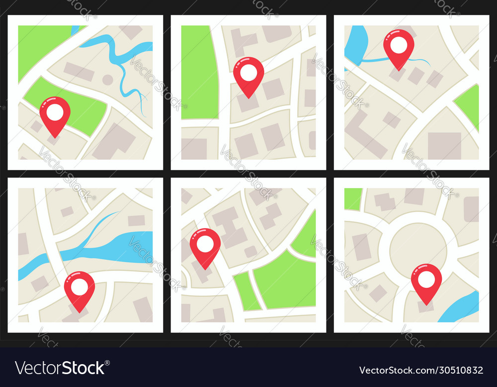 Set city maps vector image Set city maps