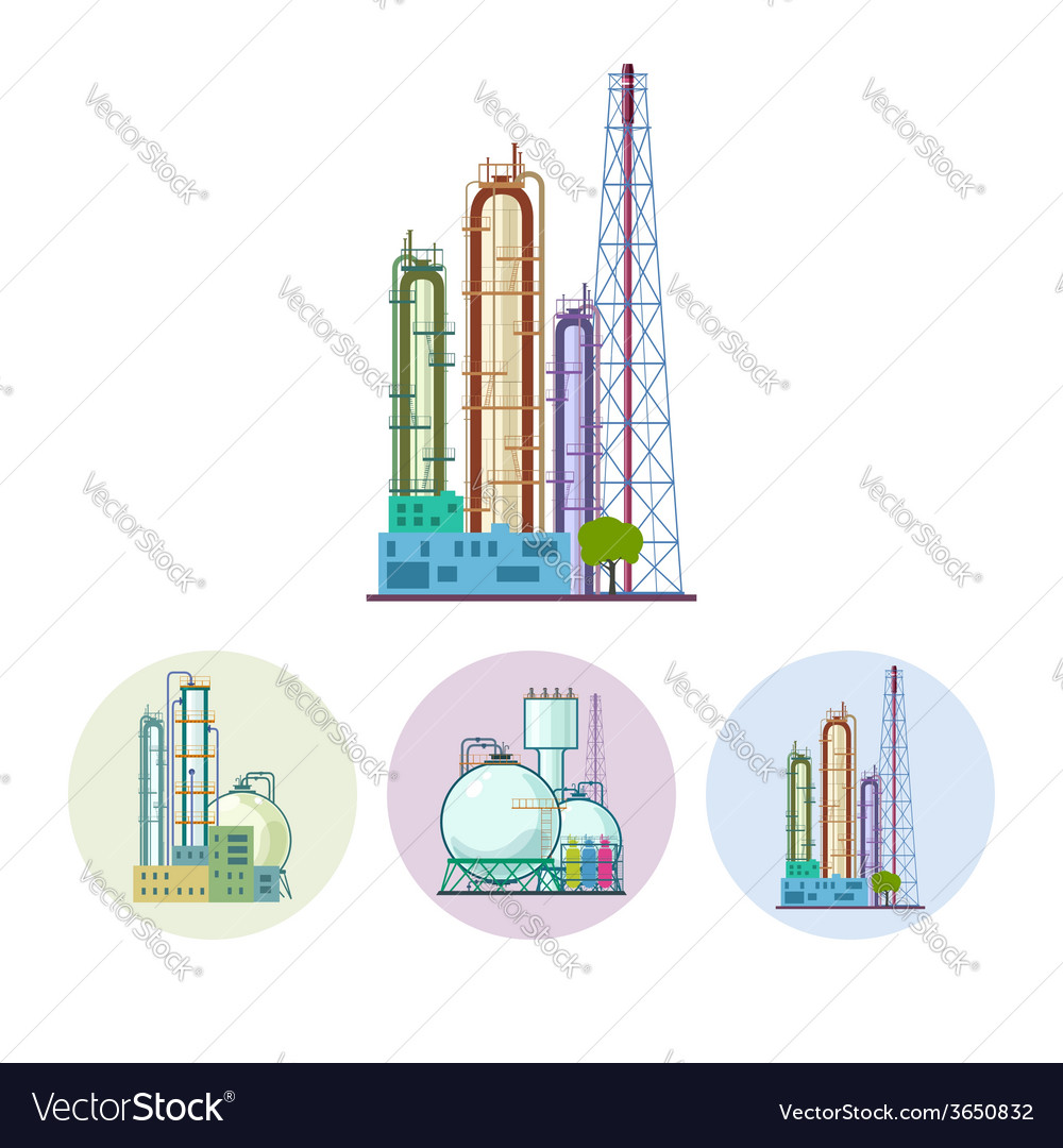 Set icons of a chemical plant Royalty Free Vector Image