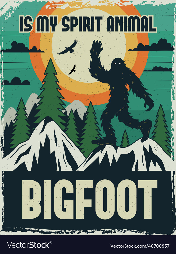 Bigfoot print design template with picture of Vector Image Bigfoot print design template with picture of Vector Image