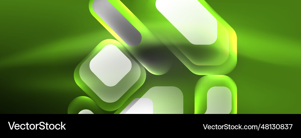 Neon lines squares and round shapes abstract Vector Image