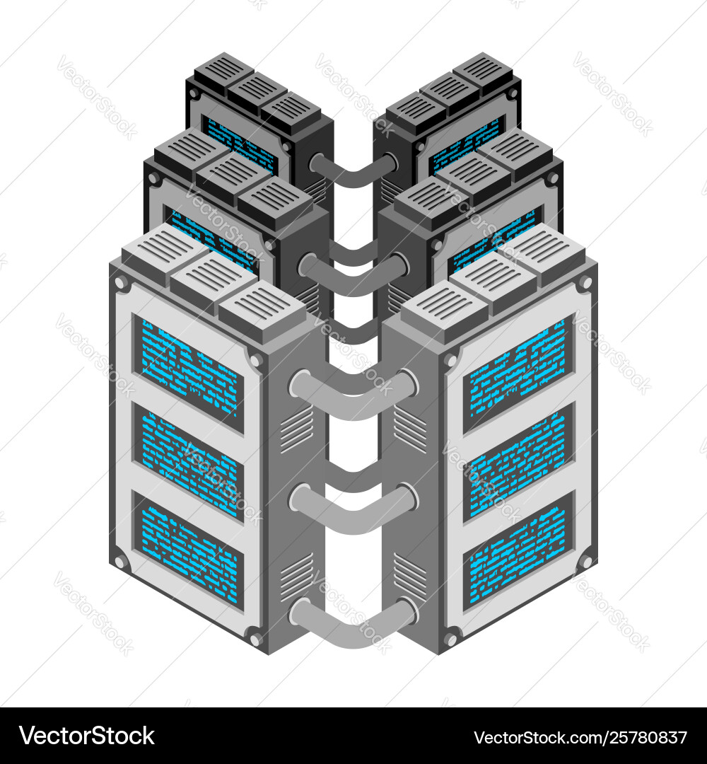 Server data center isometric style internet Vector Image