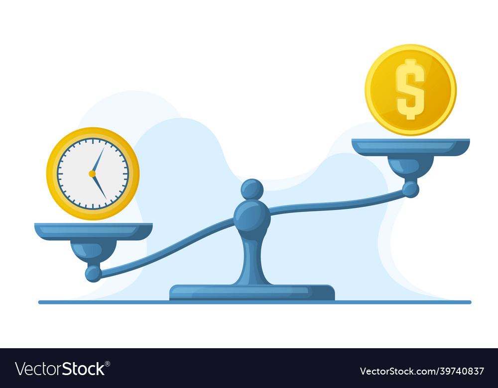 Time is money scales weight balance vector image Time is money scales weight balance