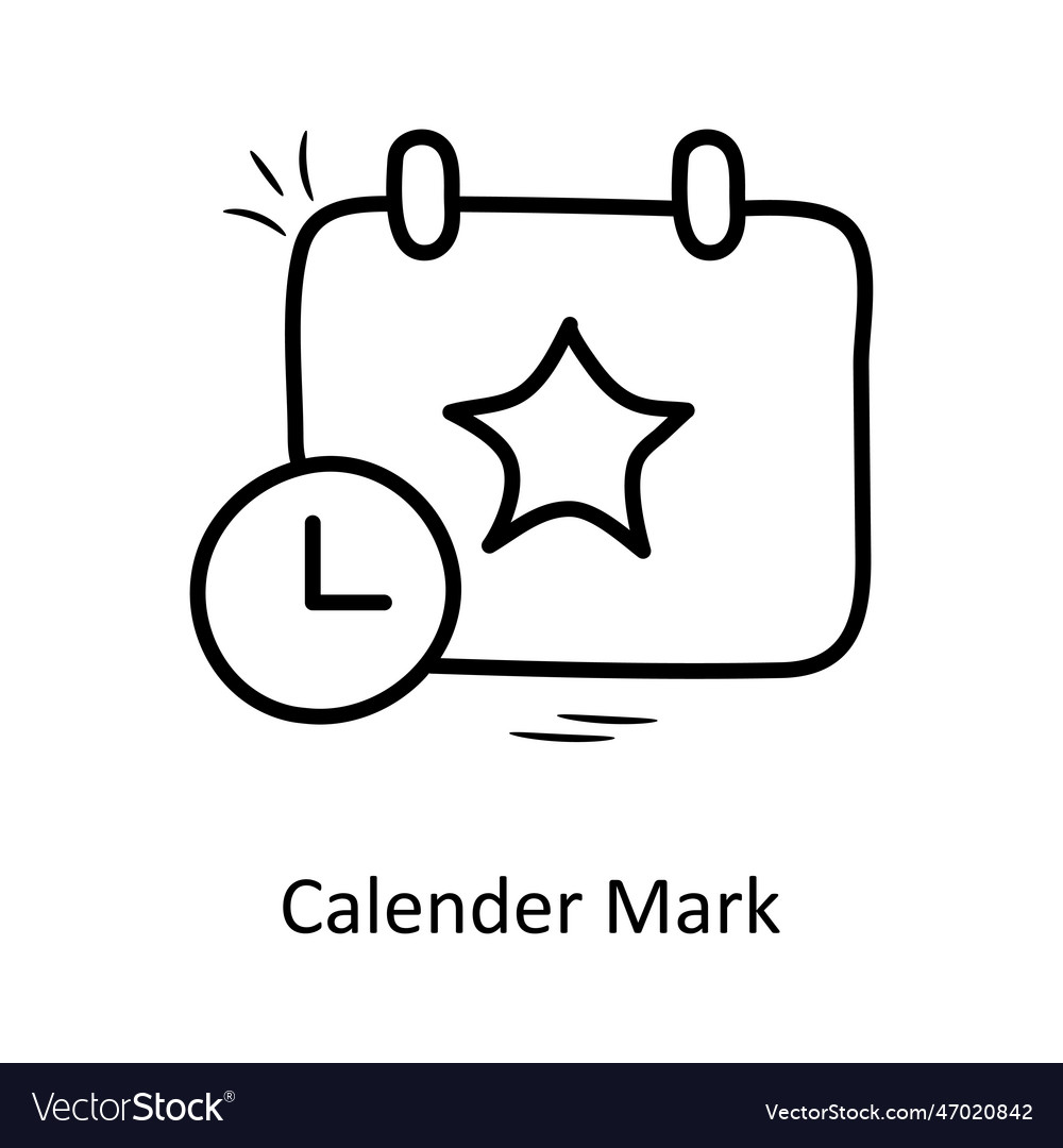 Calendar mark outline icon design Royalty Free Vector Image