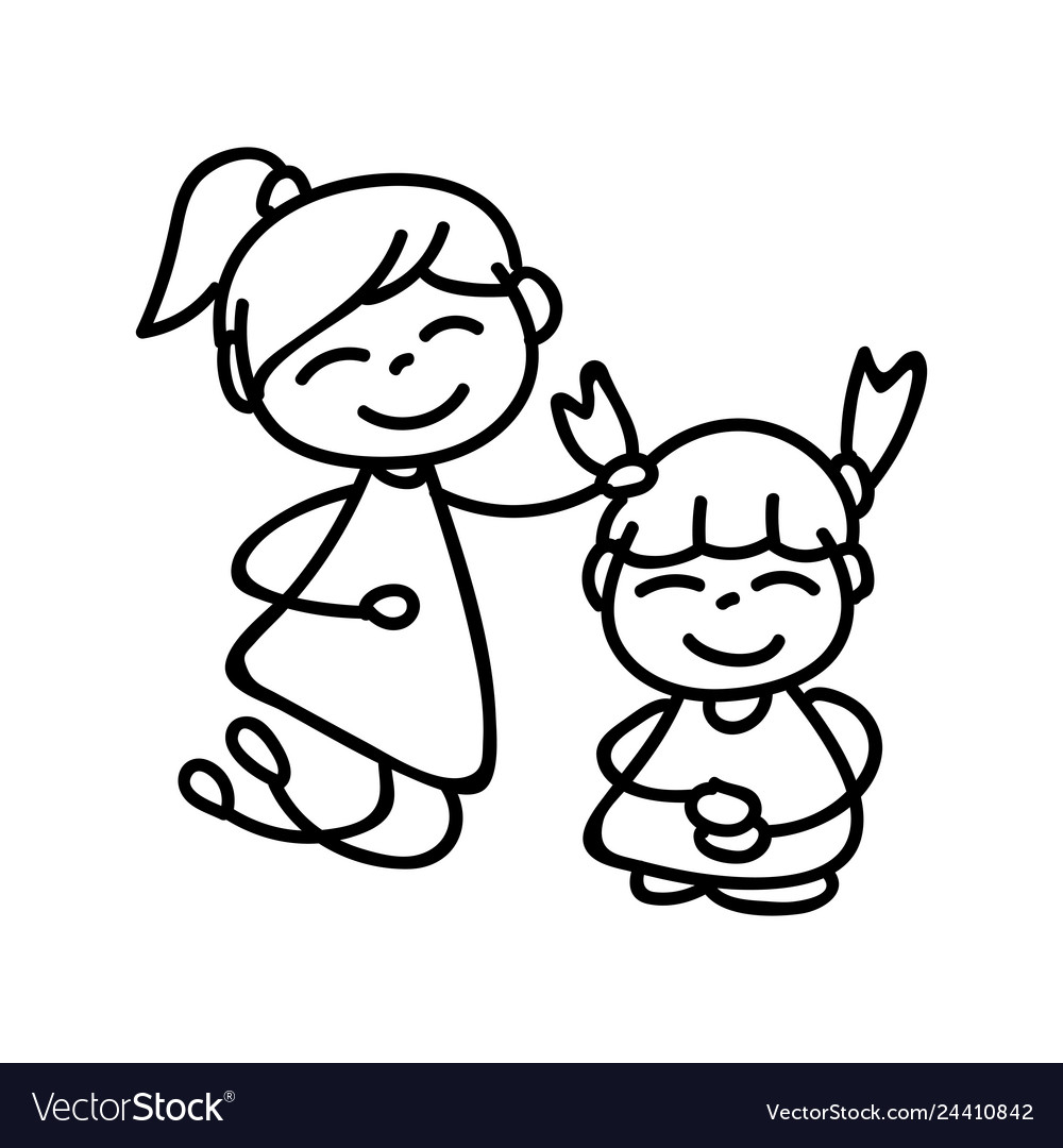 Hand drawing abstract cartoon happy people family Vector Image