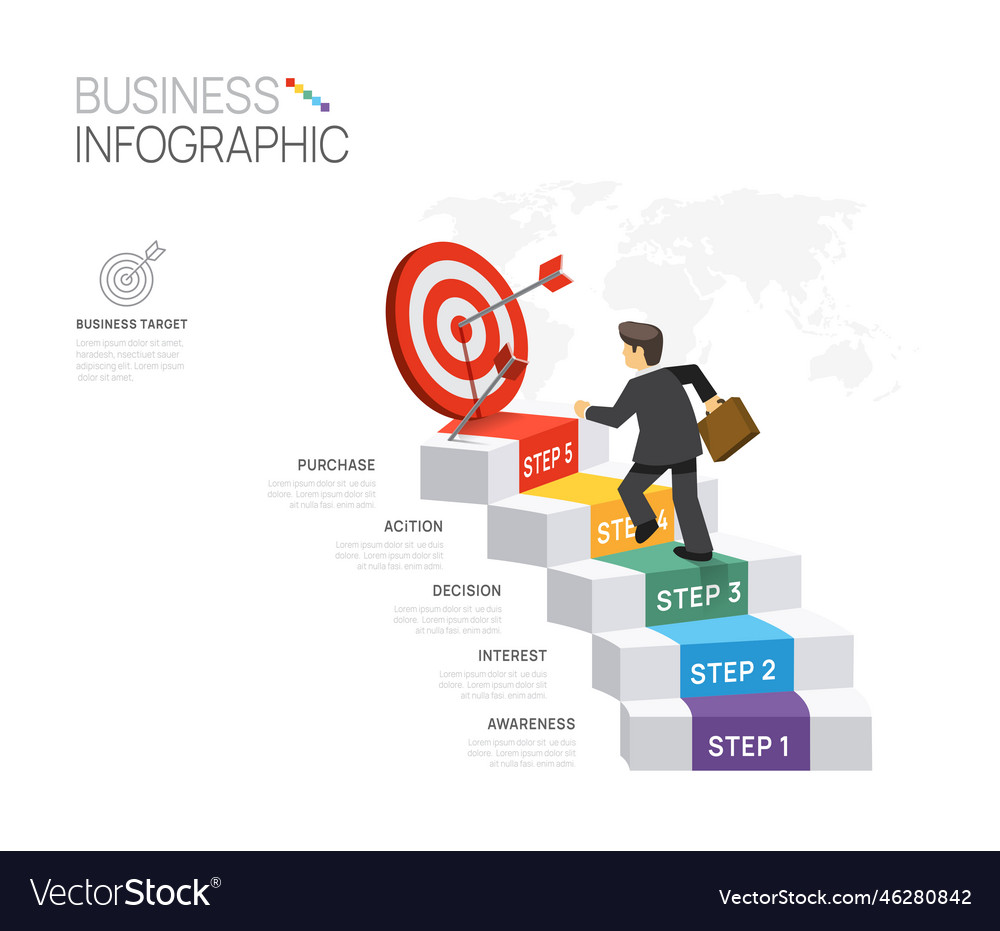 Infographic template for business 5 steps target Vector Image