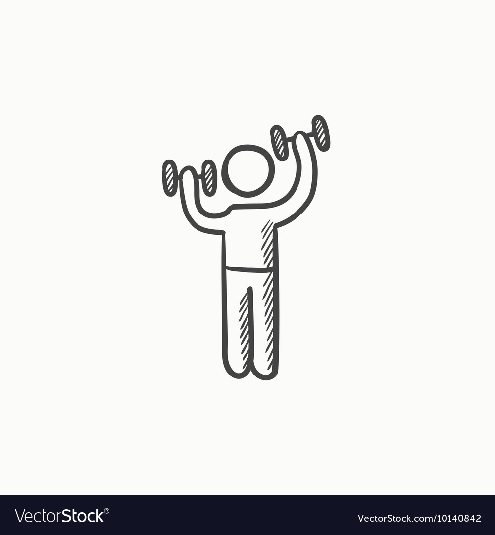 Man exercising with dumbbells sketch icon Vector Image