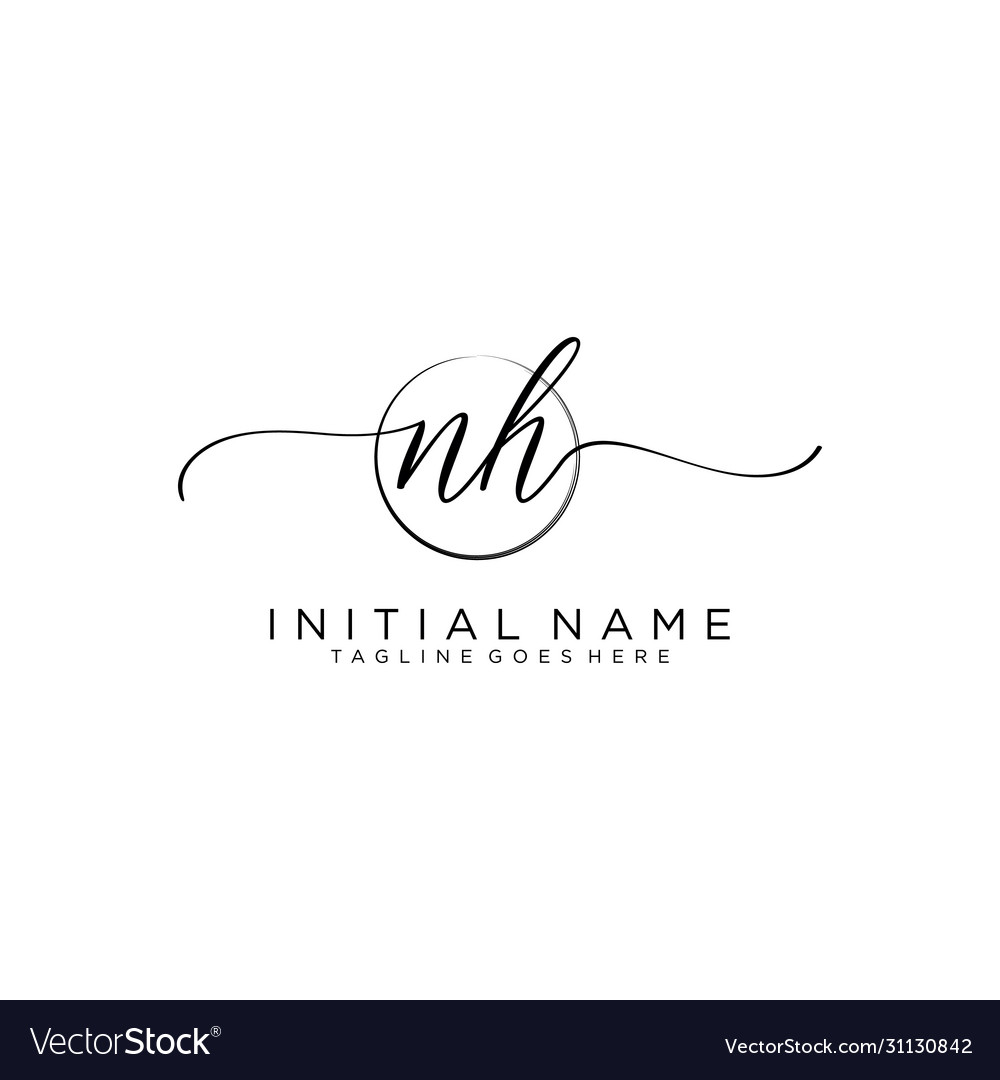 Nh Initial Handwriting Logo With Circle Template Vector Image