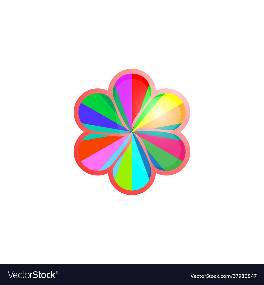 Abstract rainbow flower logo image isolated Vector Image