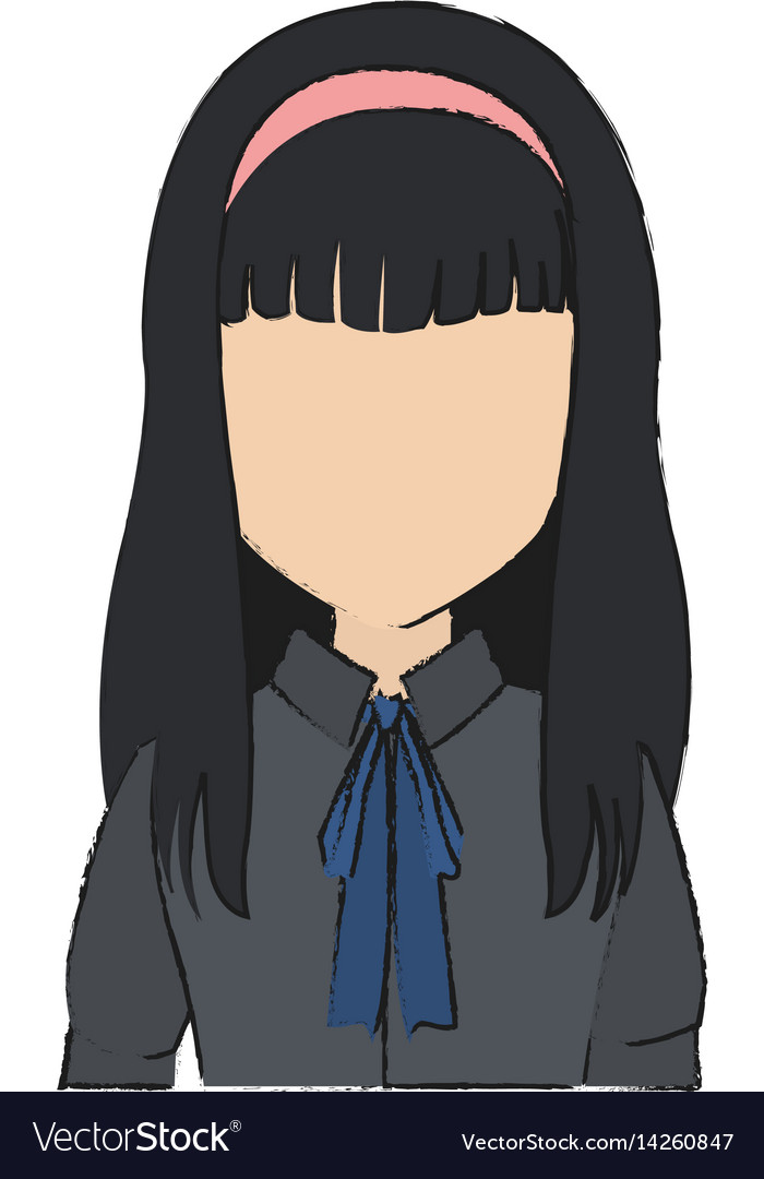 Premium Vector  Vector anime girl. girl in profile, with long black hair.  vector illustration.