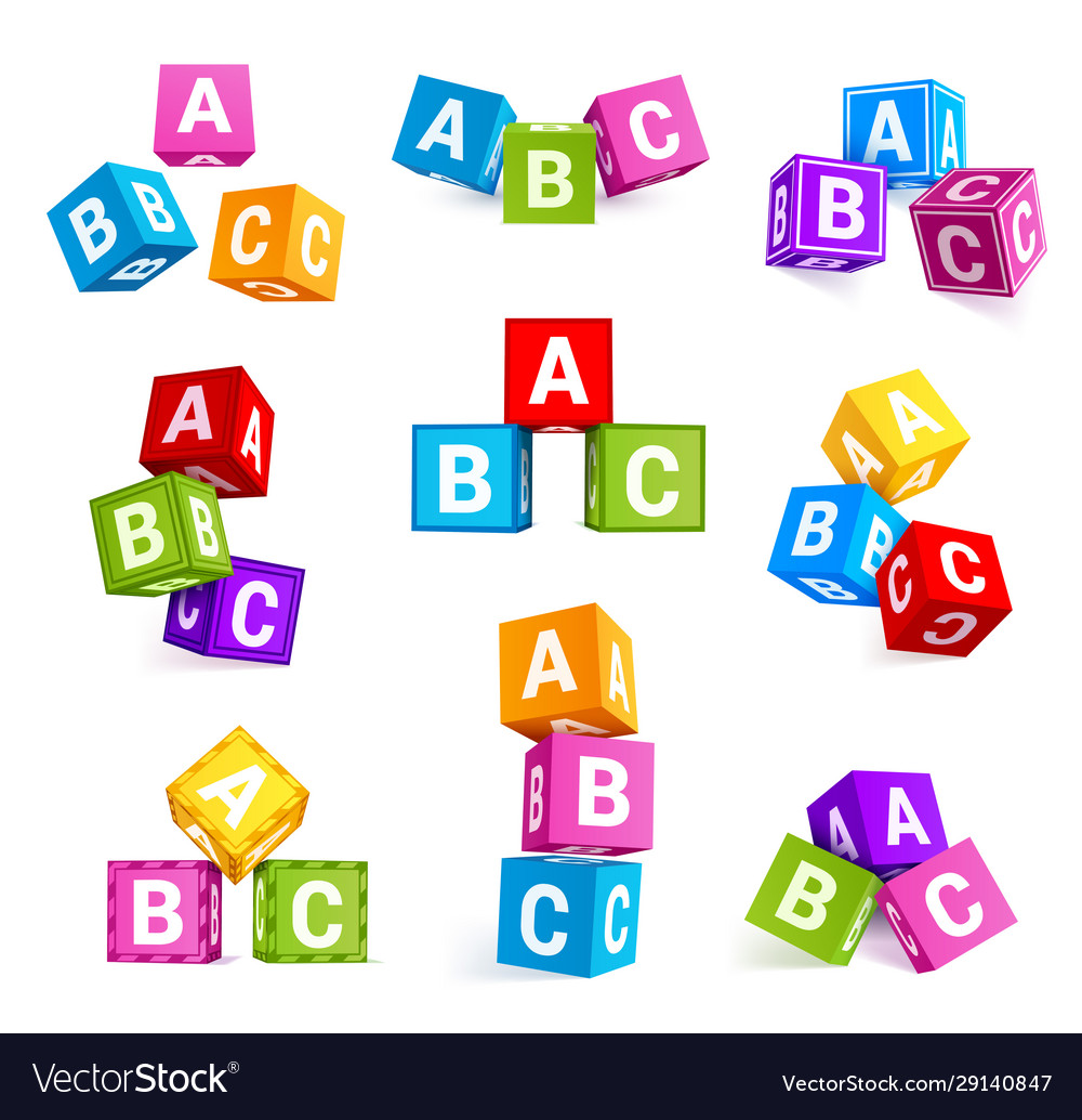 Childish alphabetical cubes educational toys vector image Childish alphabetical cubes educational toys
