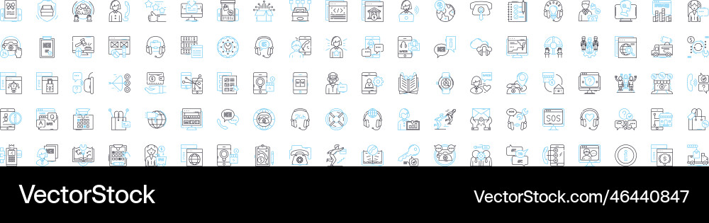 Client support service line icons set Royalty Free Vector