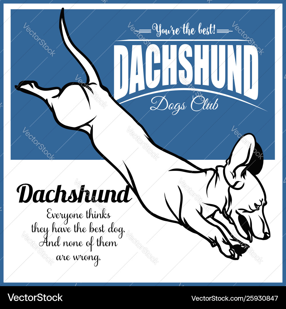 Dachshund for tshirt logo Royalty Free Vector Image