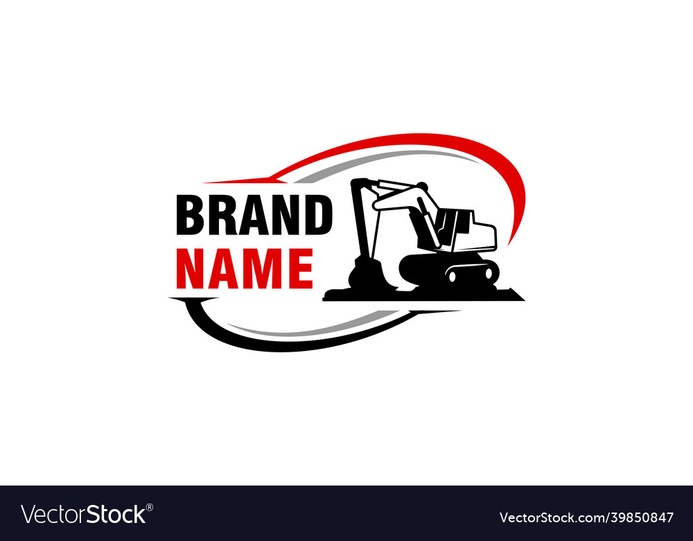 Excavator logo template heavy equipment logo Vector Image