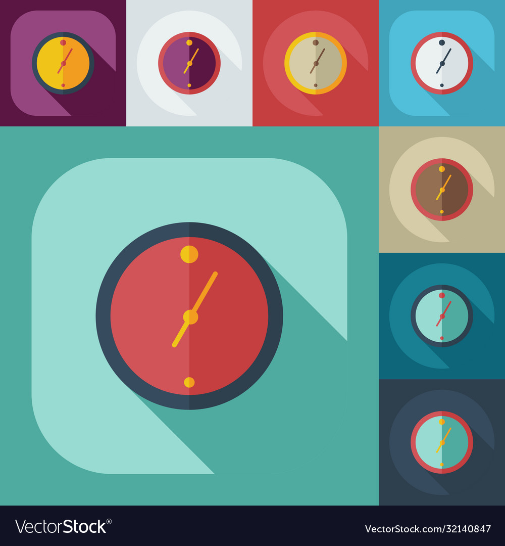 Flat modern design with shadow icons wall clock Vector Image