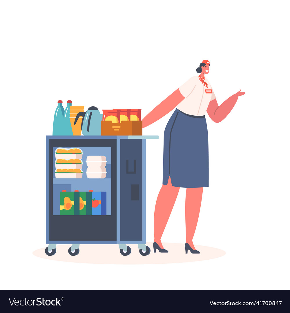 Flight attendant airline staff stewardess push Vector Image