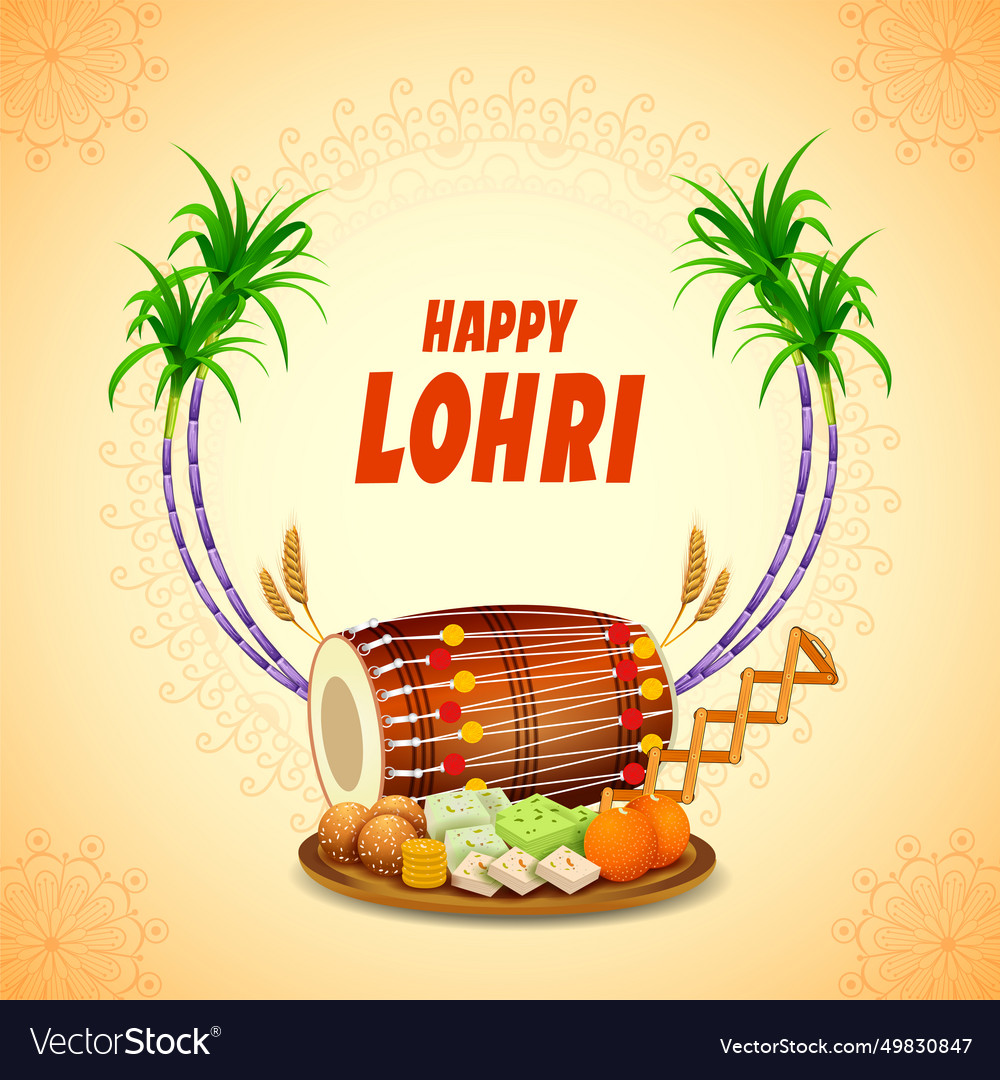 Happy lohri holiday background for punjabi Vector Image