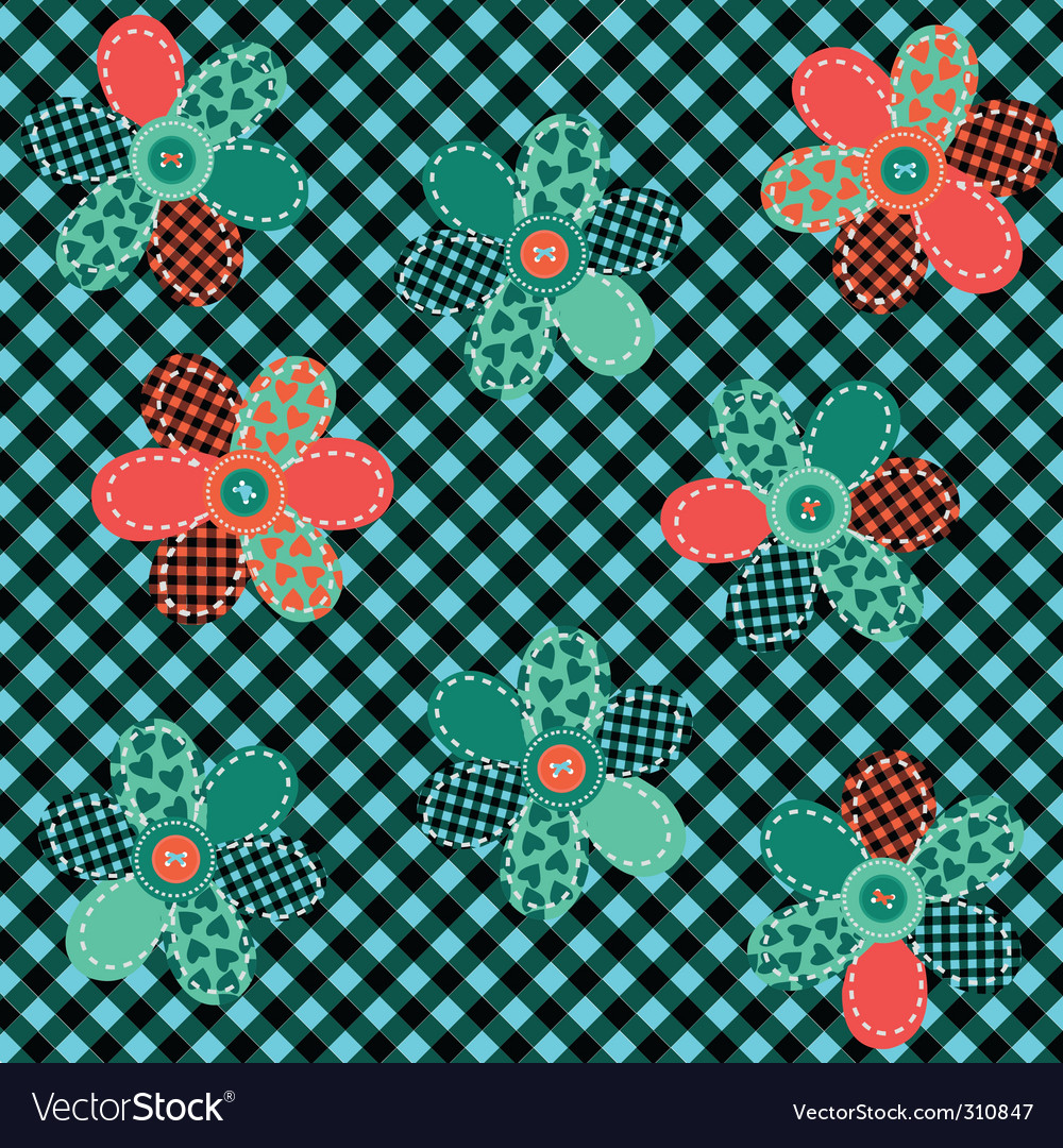 Patchwork flowers Royalty Free Vector Image - VectorStock