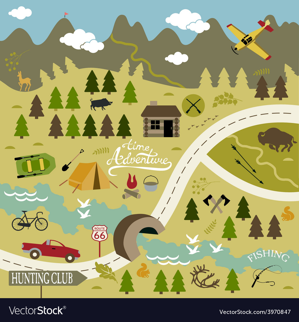 Set Of Icons For Camping And Hunting Royalty Free Vector