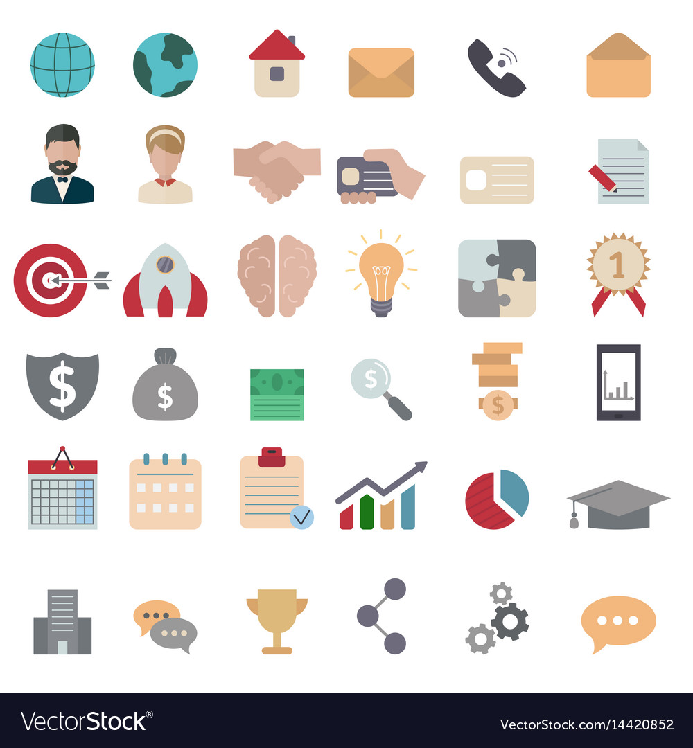 Business icon set Royalty Free Vector Image - VectorStock