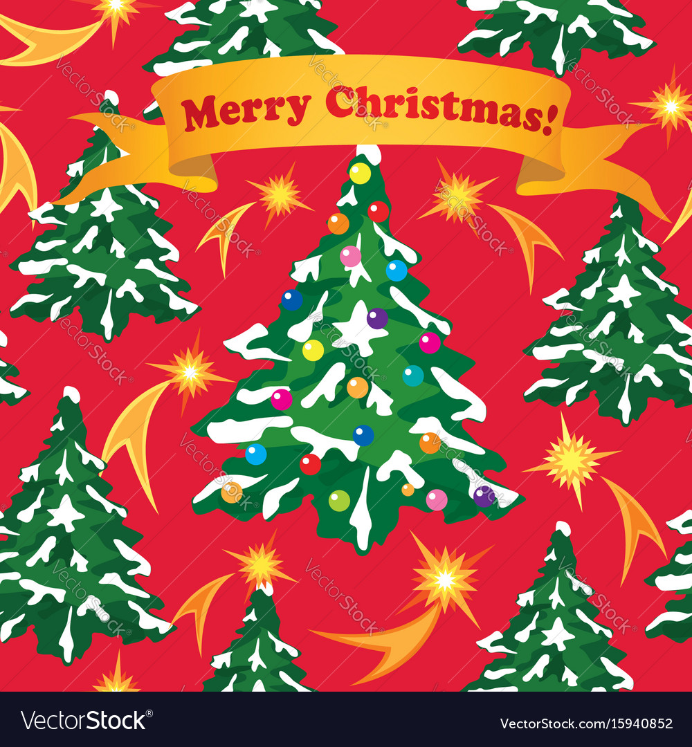 Christmas greeting card happy winter holiday fir Vector Image