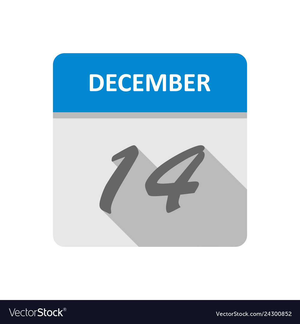 December 14th date on a single day calendar Vector Image