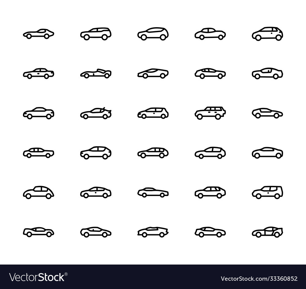 Motor vehicle line icons Royalty Free Vector Image