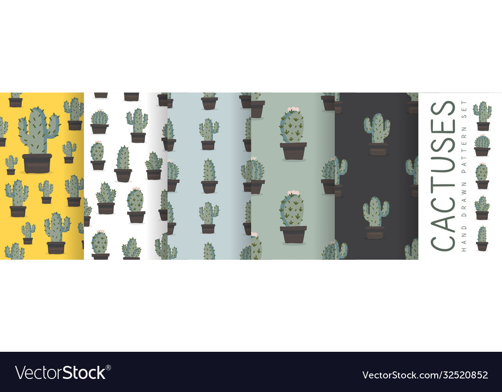 Seamless retro cactus plants for home vector image Seamless retro cactus plants for home