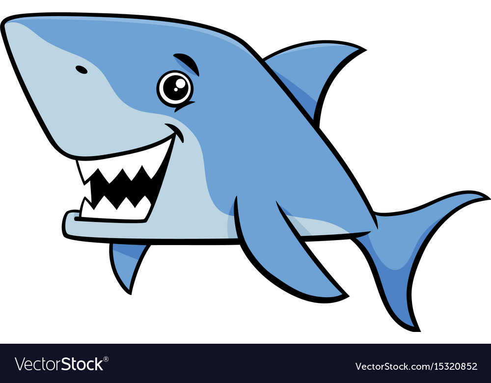 Shark smiling cartoon character on transparent Vector Image