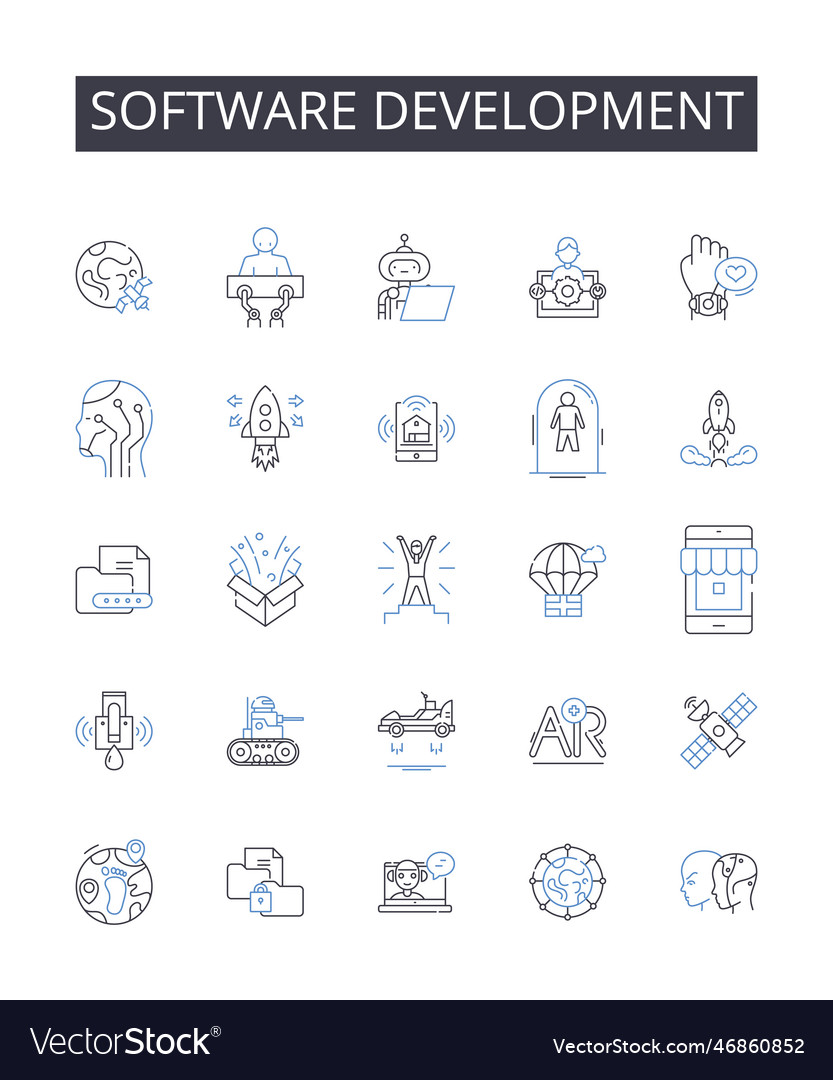 Software development line icons collection Vector Image