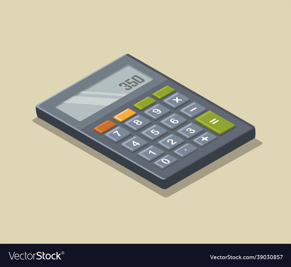 Calculator digital keypad isometric Royalty Free Vector