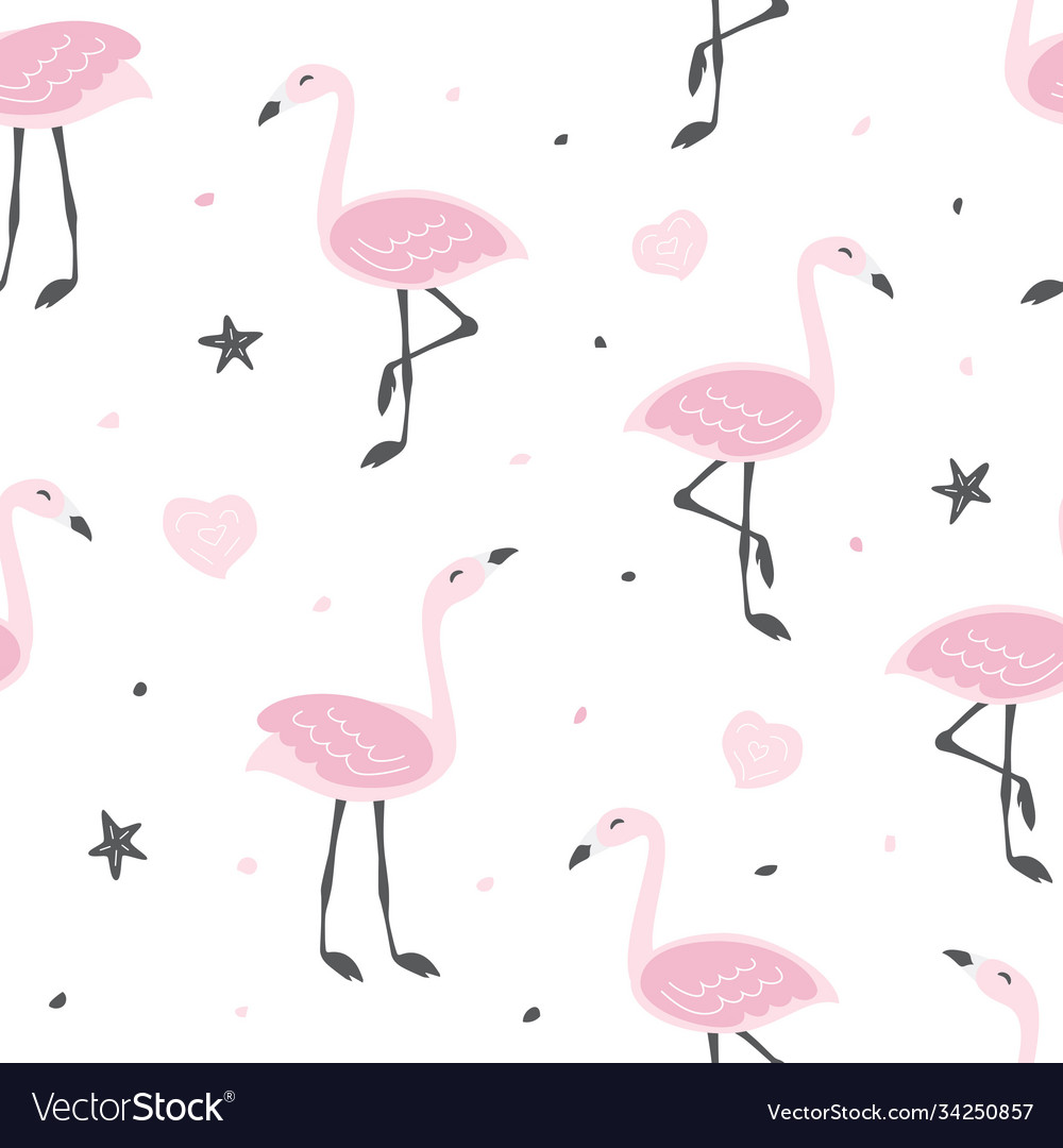 Childish seamless pattern with cute flamingo vector image Childish seamless pattern with cute flamingo