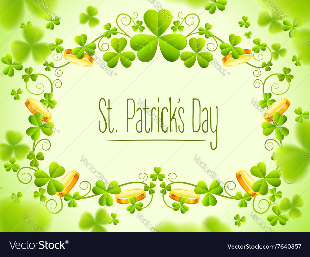 Holiday frame with green clover Royalty Free Vector Image