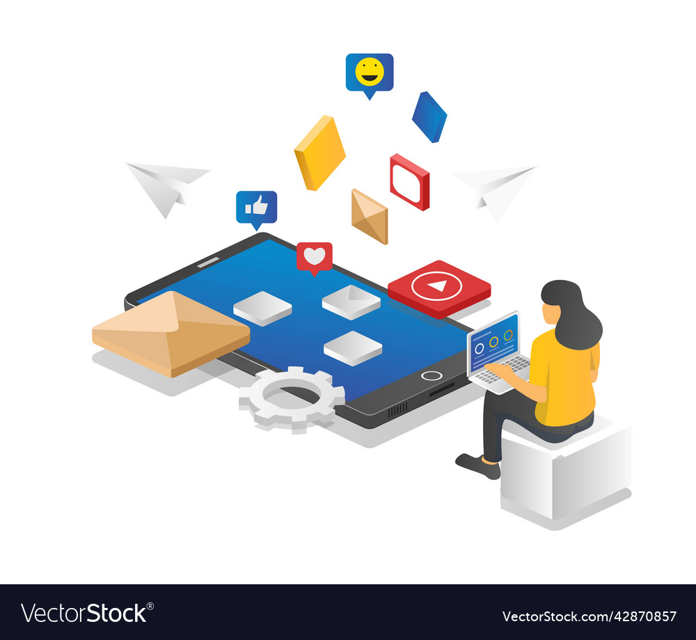 online-social-media-marketing-strategy-campaign-vector-image