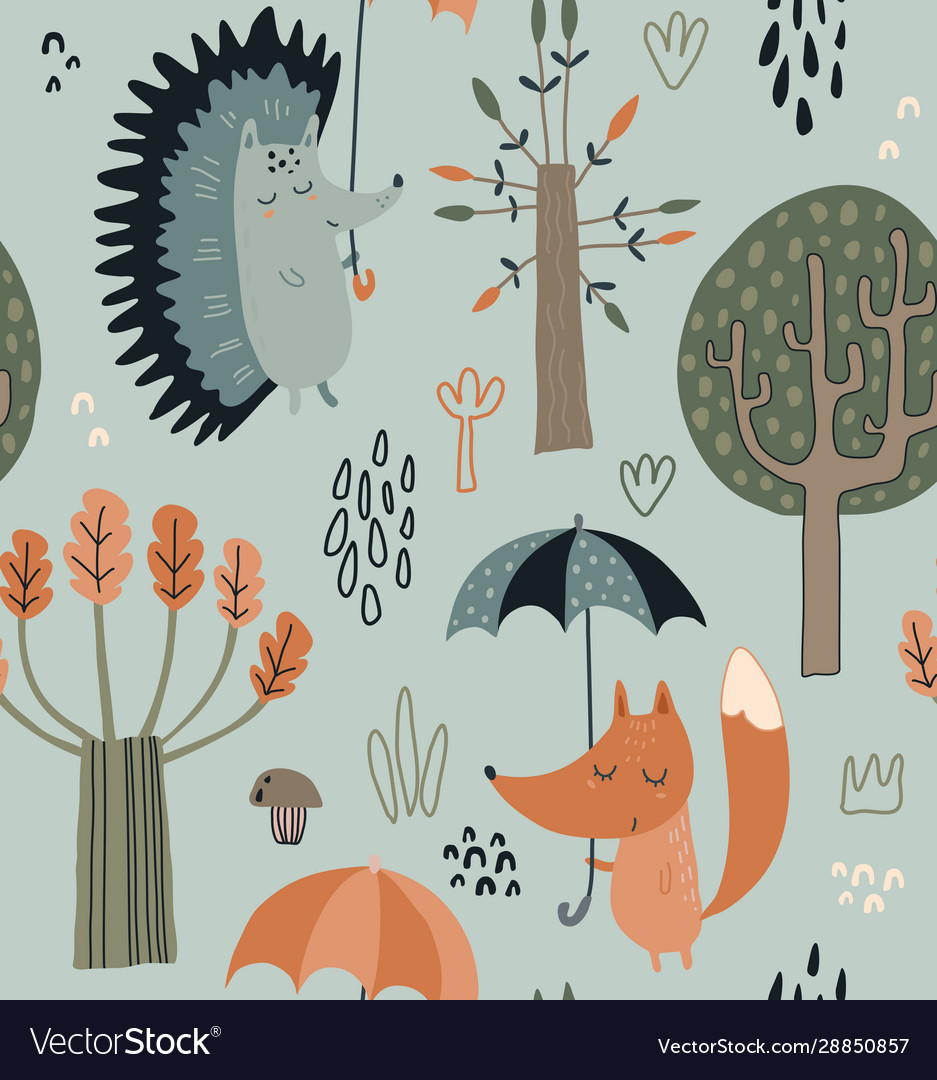 Seamless pattern with hand drawn wild vector image Seamless pattern with hand drawn wild
