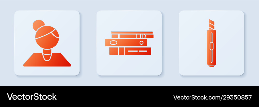 Set office folders with papers and documents Vector Image