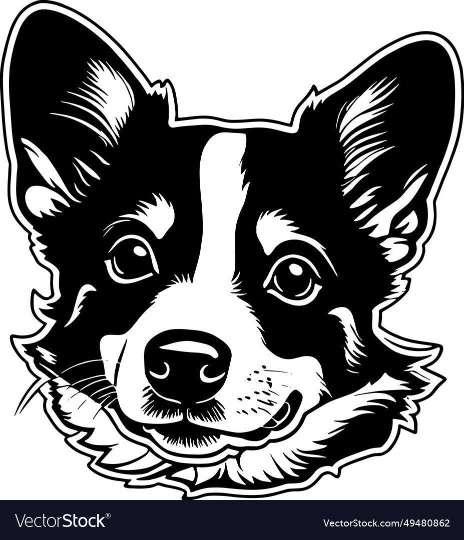 Cute corgi puppy logo - silhouette design Vector Image