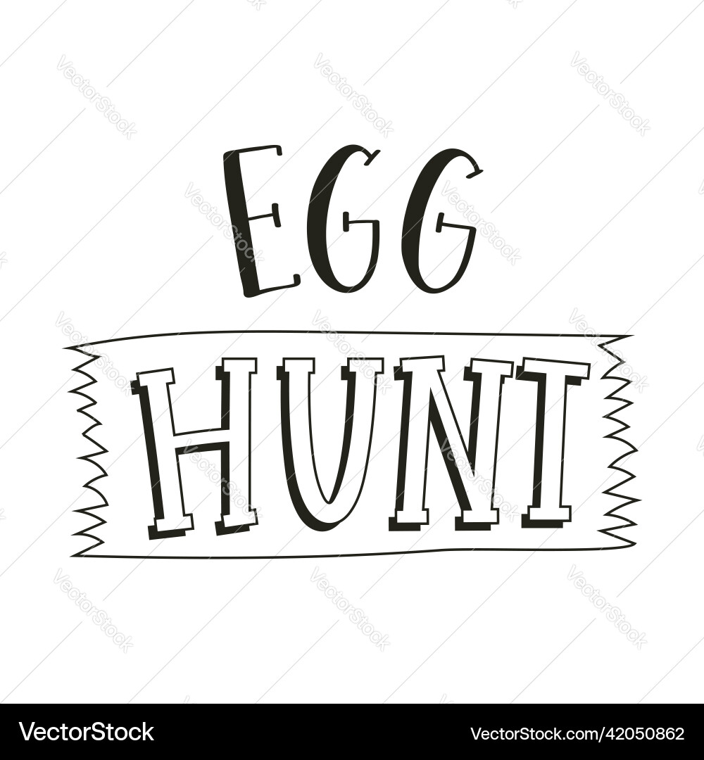 Egg hunt hand lettering with ribbon cards Vector Image