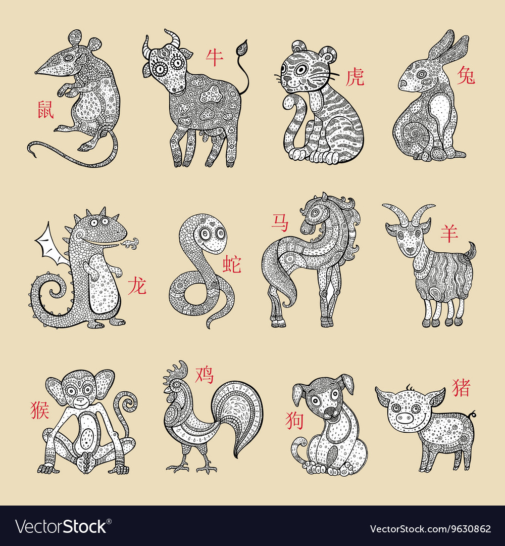 Horoscope animals Royalty Free Vector Image - VectorStock