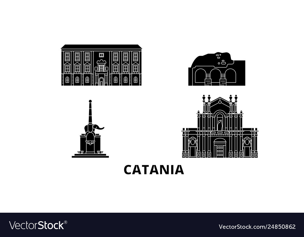 Italy catania flat travel skyline set italy Vector Image