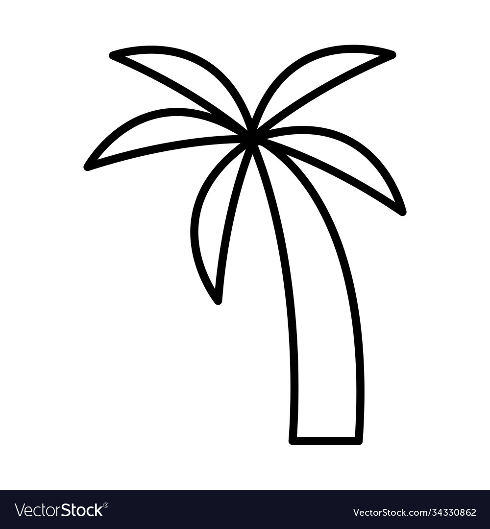 Palm tree sticker and line style icon Royalty Free Vector