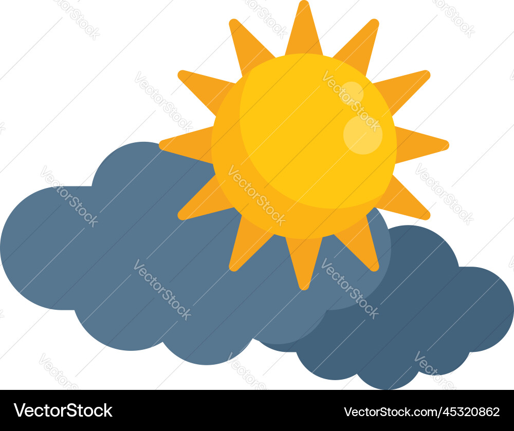 Sunshine cloud icon flat cloudy rain Royalty Free Vector